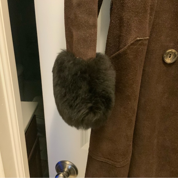 Dark Brown Shearling Full Length Coat - Picture 5 of 12